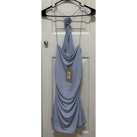 Meshki Adaline Rose Halter Neck Mini Dress M NWT Little Blue Dress - Picture 6 of 13